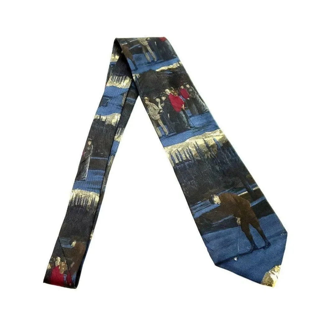 JL Roberts Silk Tie Golf Novelty‎ Print Blue